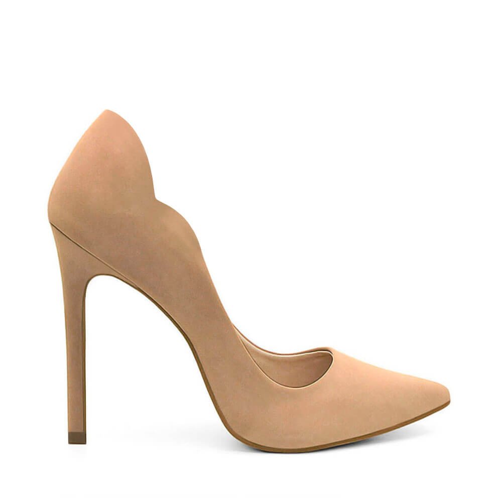 Scarpin Royalz Nobuck Salto Alto Fino Celine Curvas Nude Escuro