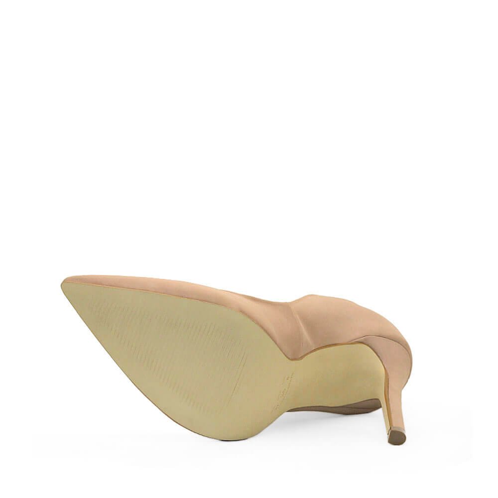 Scarpin Royalz Nobuck Salto Alto Fino Celine Curvas Nude Escuro Bege 5