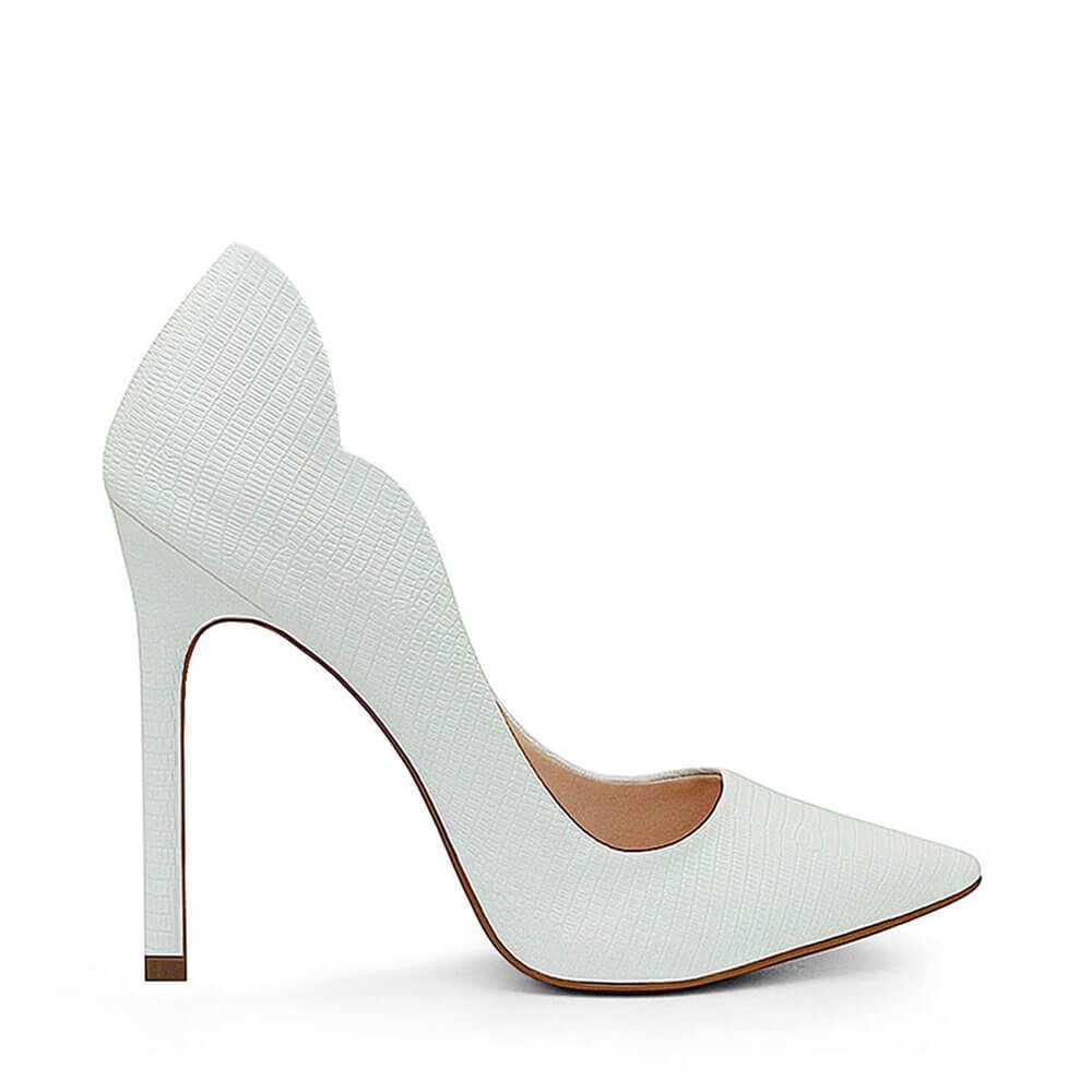 Scarpin Royalz Cobra Sola Vermelha Salto Alto Fino Celine Curvas Branco