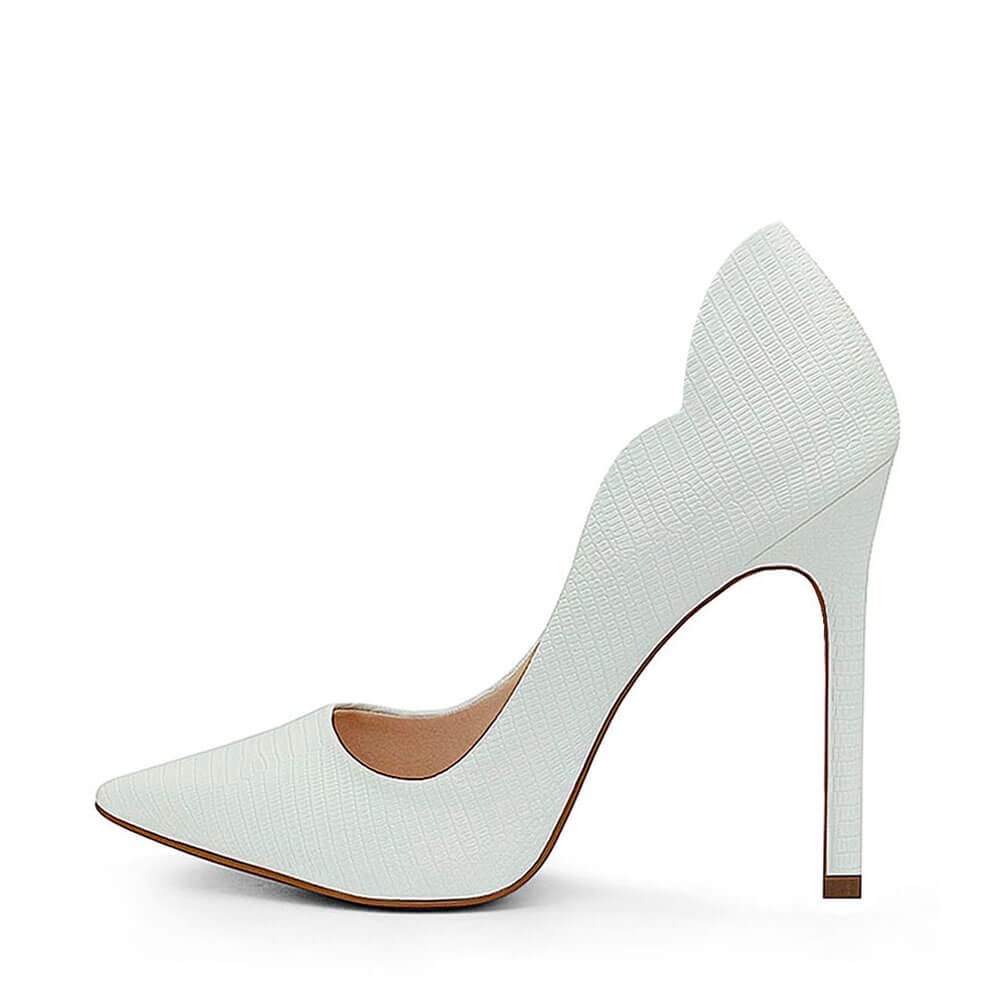 Scarpin Royalz Cobra Sola Vermelha Salto Alto Fino Celine Curvas Branco Branco 3