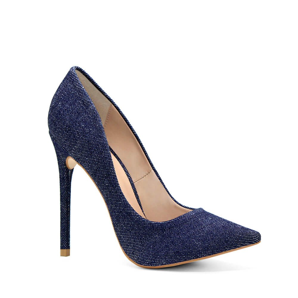 Scarpin Royalz Jeans Salto Alto Fino Celine Azul Azul 2