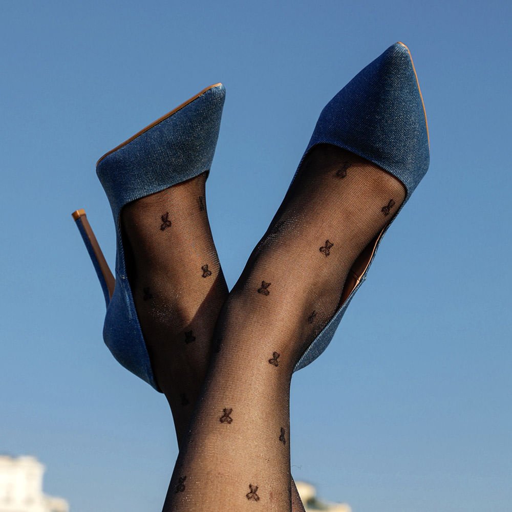 Scarpin Royalz Jeans Salto Alto Fino Celine Azul Azul 2