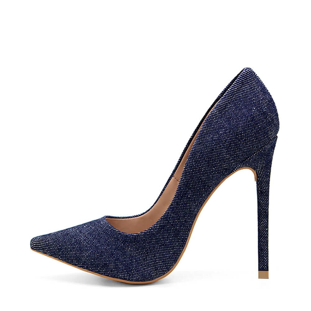 Scarpin Royalz Jeans Salto Alto Fino Celine Azul Azul 5