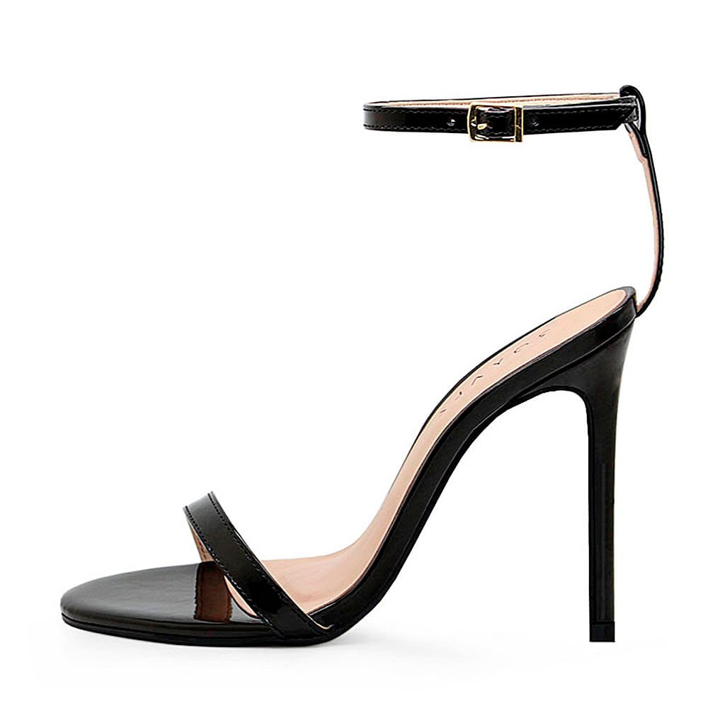 Sandália Royalz Verniz Sola Vermelha Maya Salto Alto Fino Tira Preta Preto 3