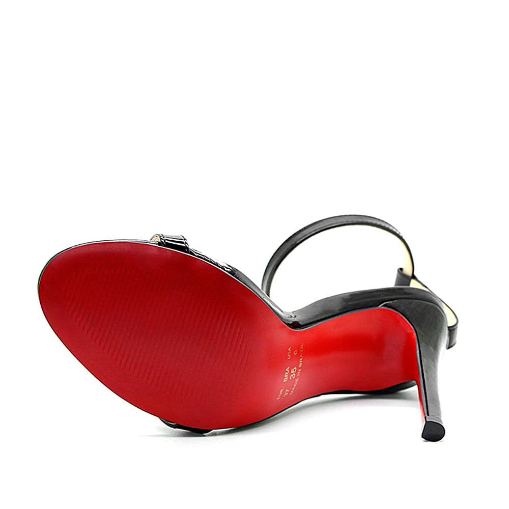 Sandália Royalz Verniz Sola Vermelha Maya Salto Alto Fino Tira Preta Preto 4