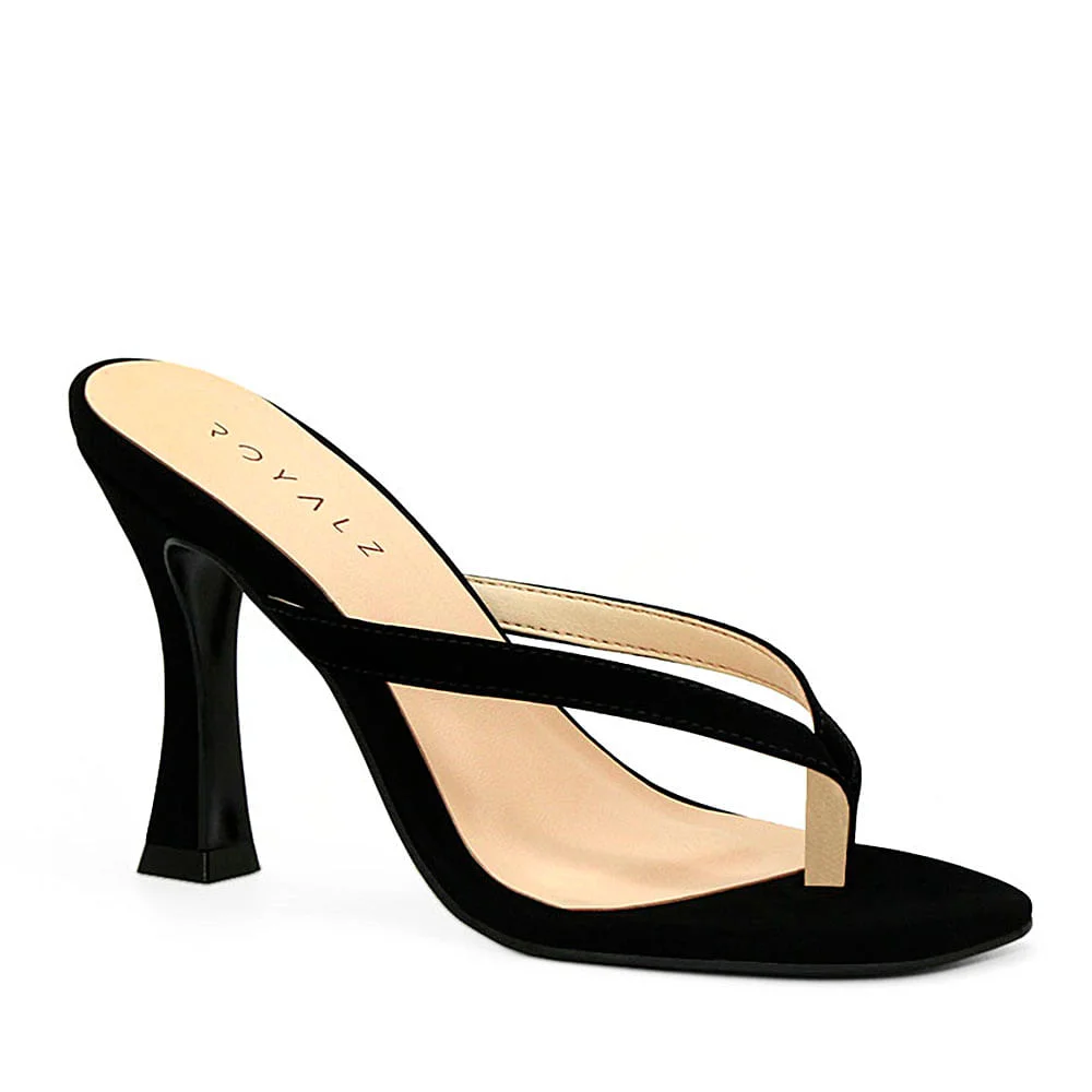 Tamanco Royalz Nobuck Angel Salto Alto Carretel Preto Preto 2