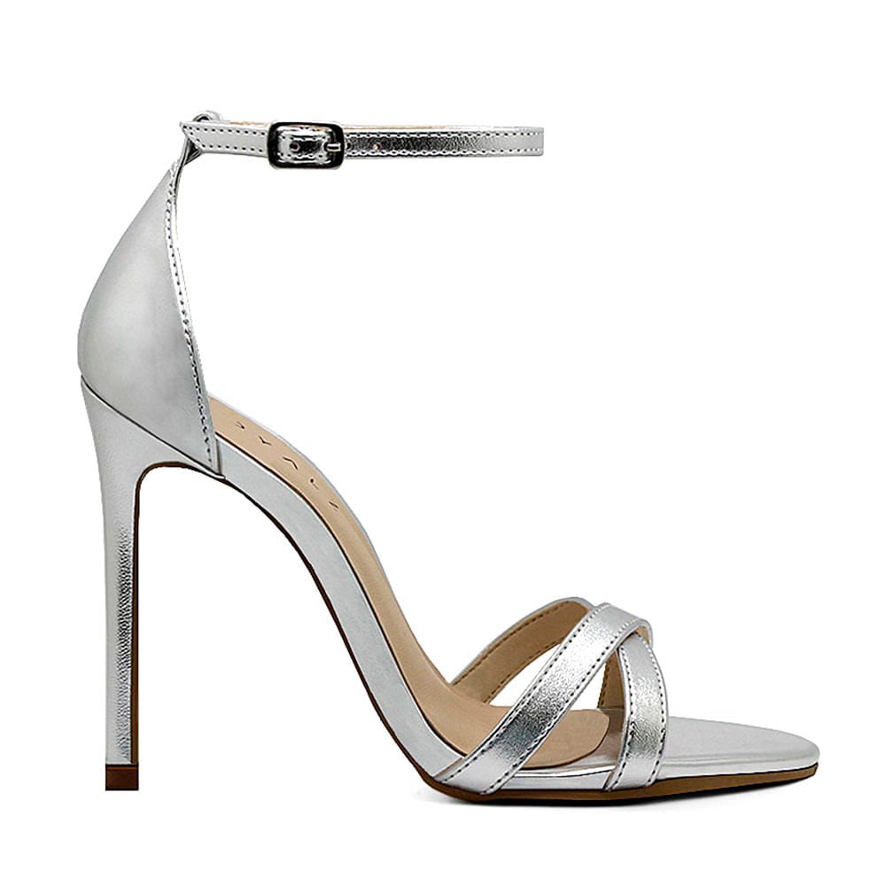 Sandália Royalz Metalizada Susan Salto Alto Fino Prata Prata 1