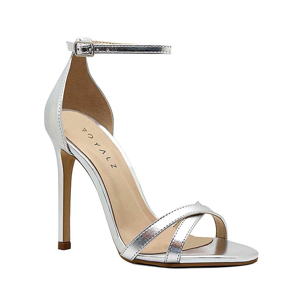 Sandália Royalz Metalizada Susan Salto Alto Fino Prata Prata 2