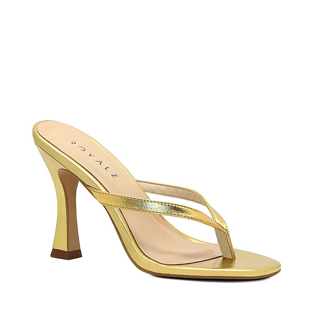 Tamanco Royalz Metalizado Angel Salto Alto Carretel Dourado Dourado 2
