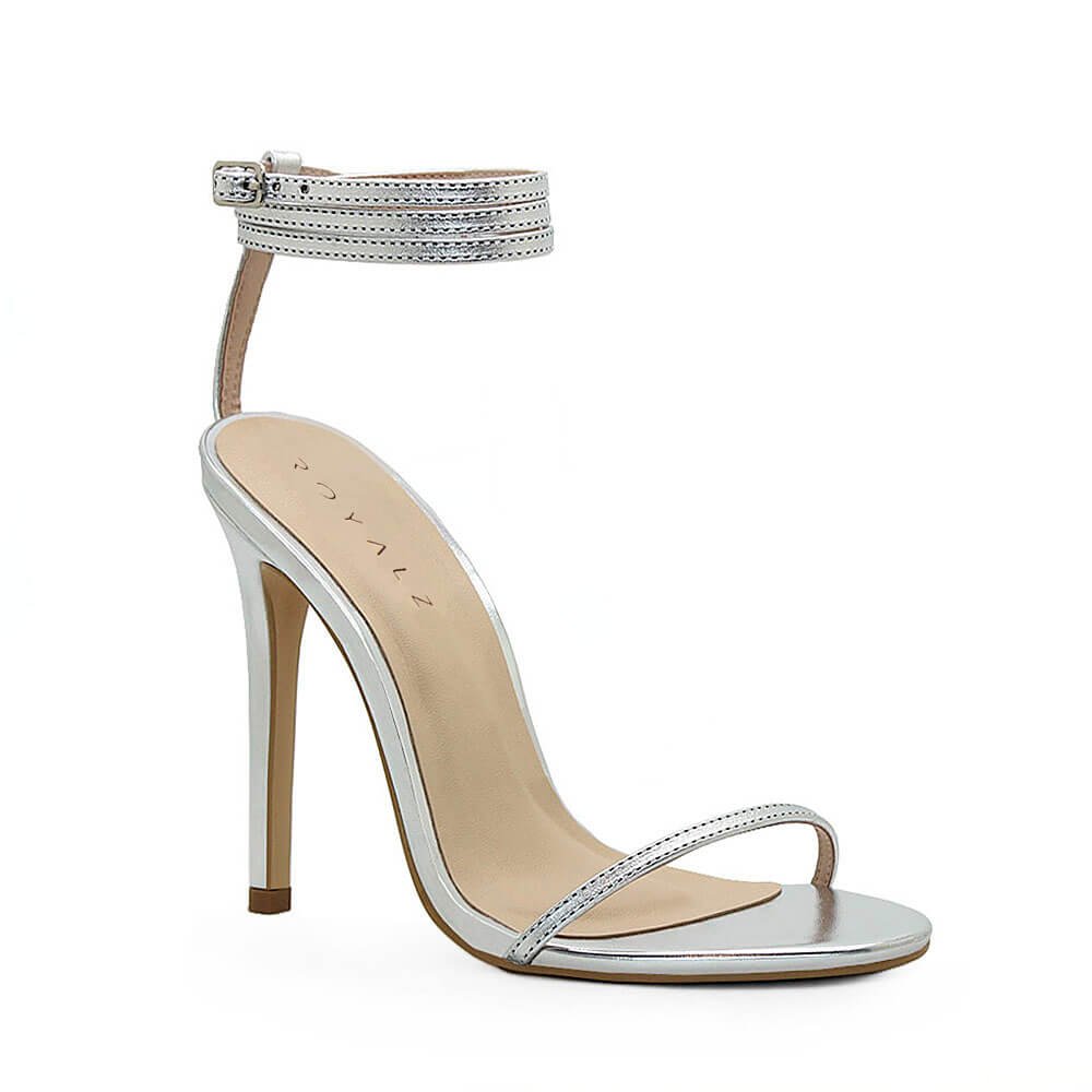 Sandália Royalz Metalizada Aveline Salto Alto Fino Tira Prata Prata 2