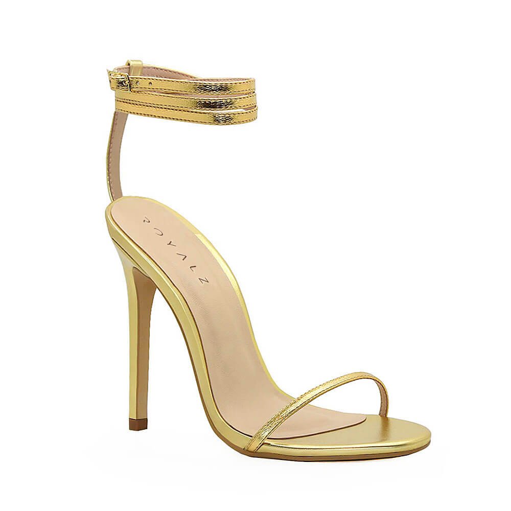 Sandália Royalz Metalizada Aveline Salto Alto Fino Tira Dourada Dourado 2