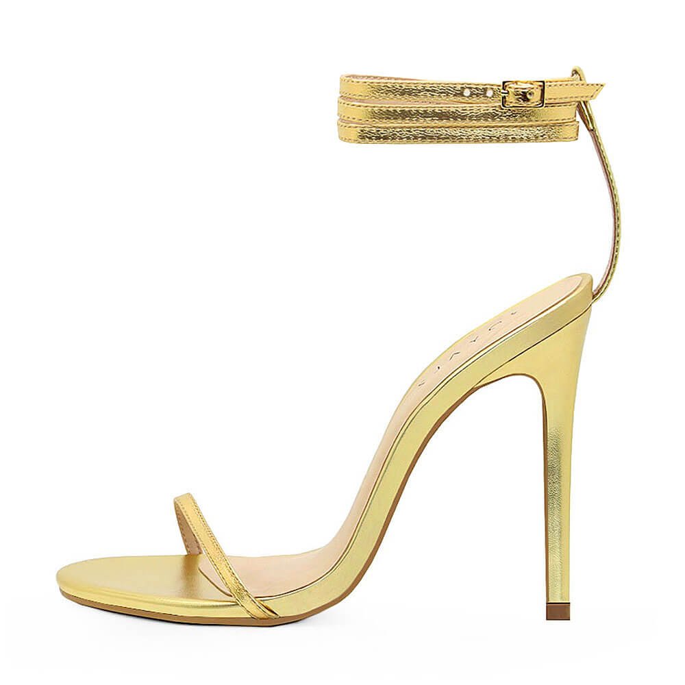 Sandália Royalz Metalizada Aveline Salto Alto Fino Tira Dourada Dourado 3