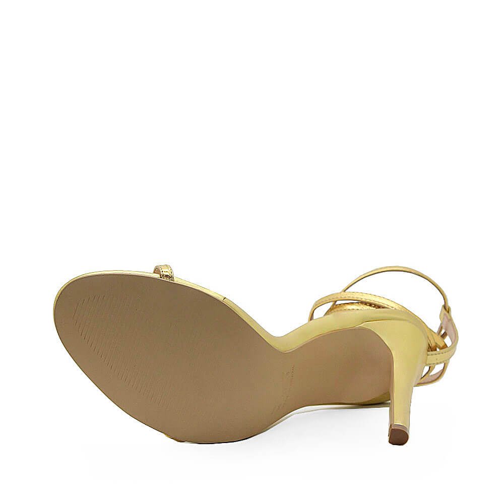 Sandália Royalz Metalizada Aveline Salto Alto Fino Tira Dourada Dourado 4