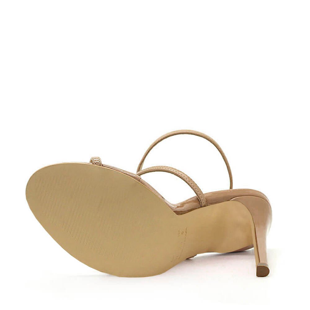 Sandália Royalz Verniz Natalie Salto Alto Fino Tira Nude Escuro Bege 4