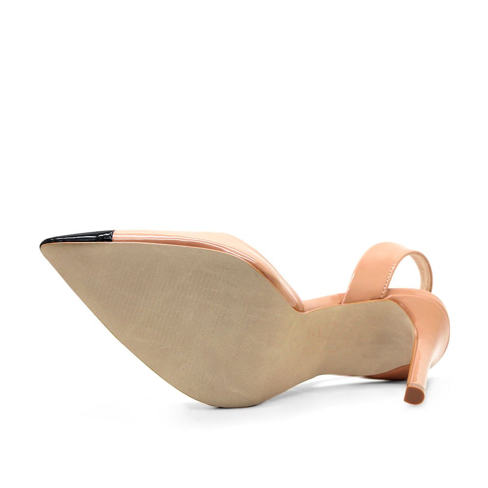 Scarpin Royalz Verniz Salto Alto Fino Olivia Slingback Nude Escuro Preto Bege 4