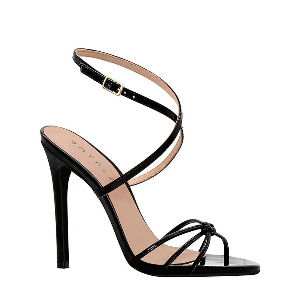 Sandália Royalz Verniz Hanna Salto Alto Fino Tira Preta 2