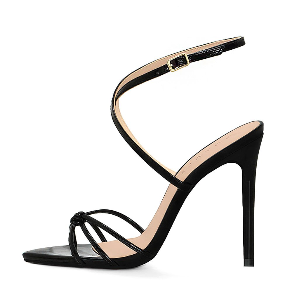Sandália Royalz Verniz Hanna Salto Alto Fino Tira Preta 3