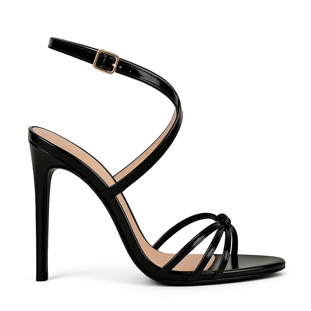 Salto Preto SandÃ¡lia Royalz Verniz Tira Sale Sandalia Salto Fino