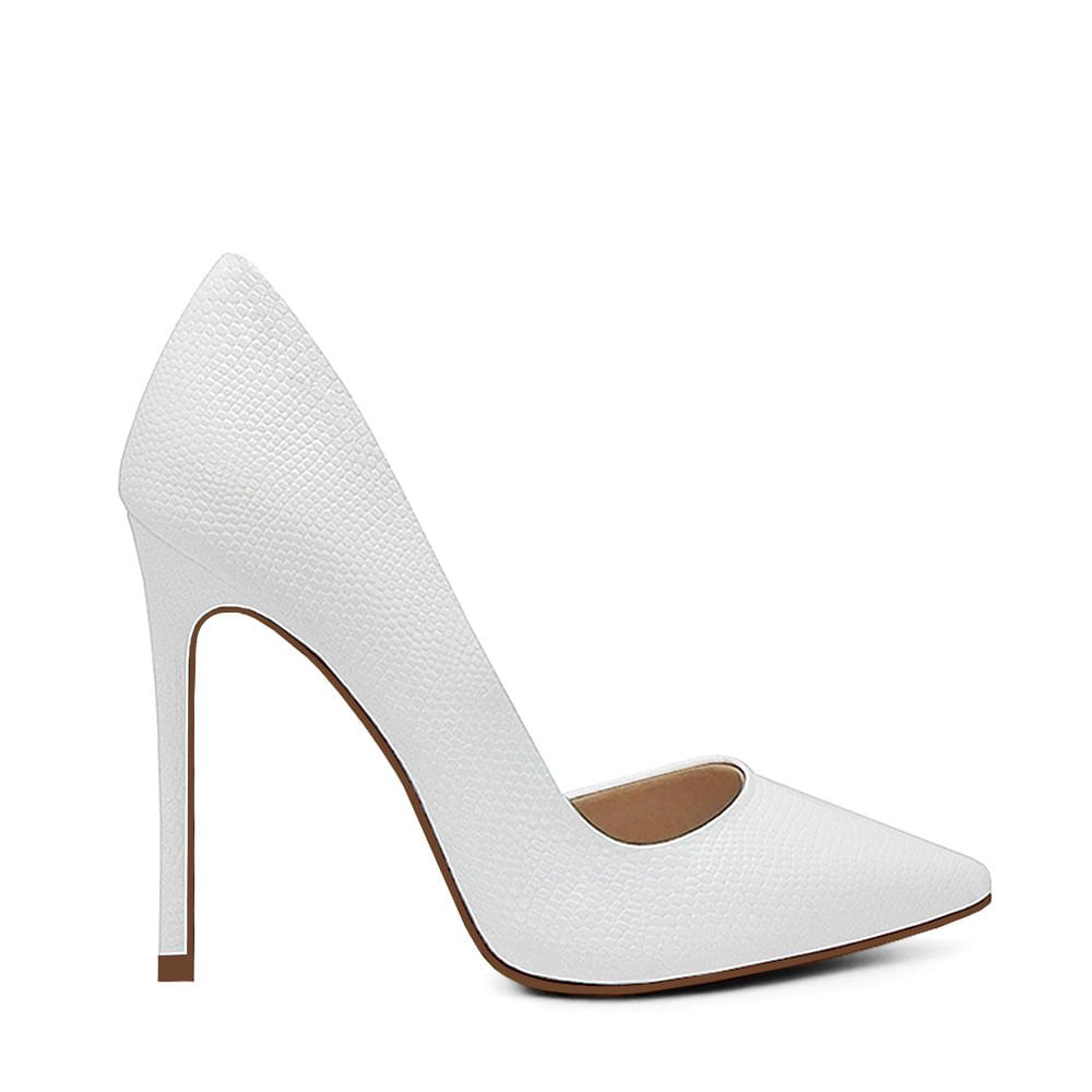 Scarpin Royalz Cobra Abertura Interna Salto Alto Fino Celine Branco Branco 1
