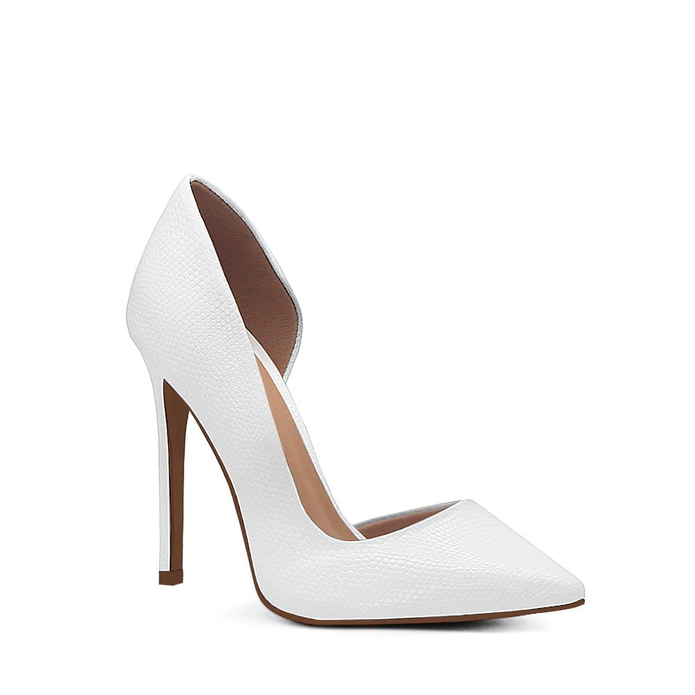 Scarpin Royalz Cobra Abertura Interna Salto Alto Fino Celine Branco Branco 2