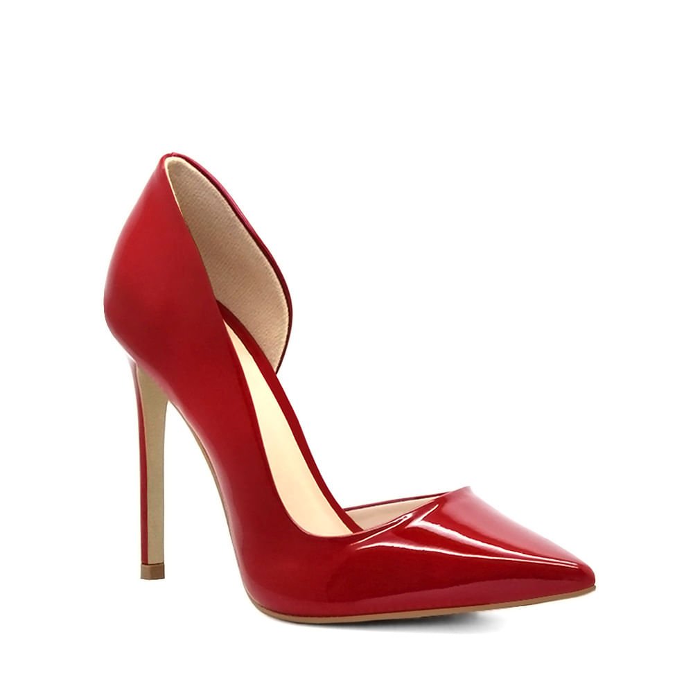 Scarpin Royalz Verniz Abertura Interna Salto Alto Fino Celine Vermelho Vermelho 2
