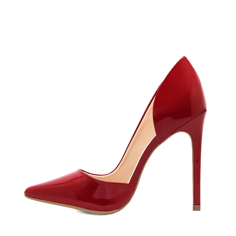 Scarpin Royalz Verniz Abertura Interna Salto Alto Fino Celine Vermelho Vermelho 3