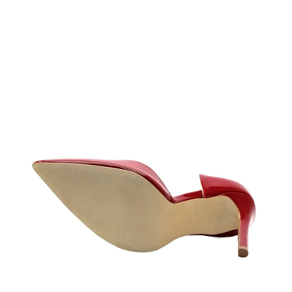 Scarpin Royalz Verniz Abertura Interna Salto Alto Fino Celine Vermelho Vermelho 4