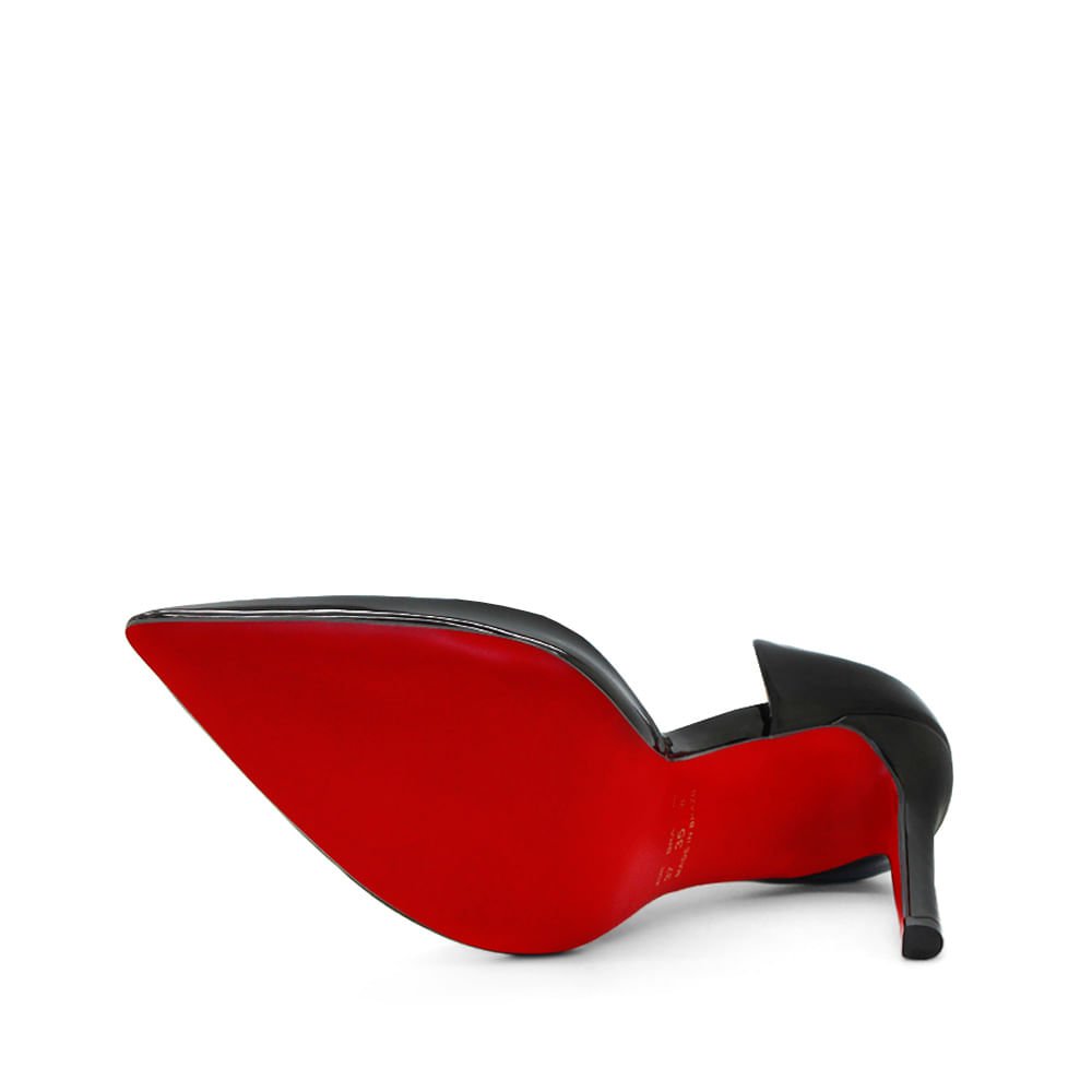 Scarpin Royalz Verniz Abertura Interna Sola Vermelha Salto Alto Fino Celine Preto Preto 4