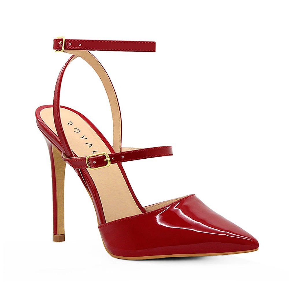 Scarpin Royalz Verniz Salto Alto Fino Adele Slingback Vermelho Vermelho 2