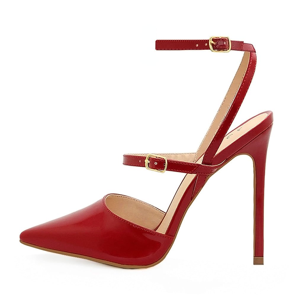 Scarpin Royalz Verniz Salto Alto Fino Adele Slingback Vermelho Vermelho 3