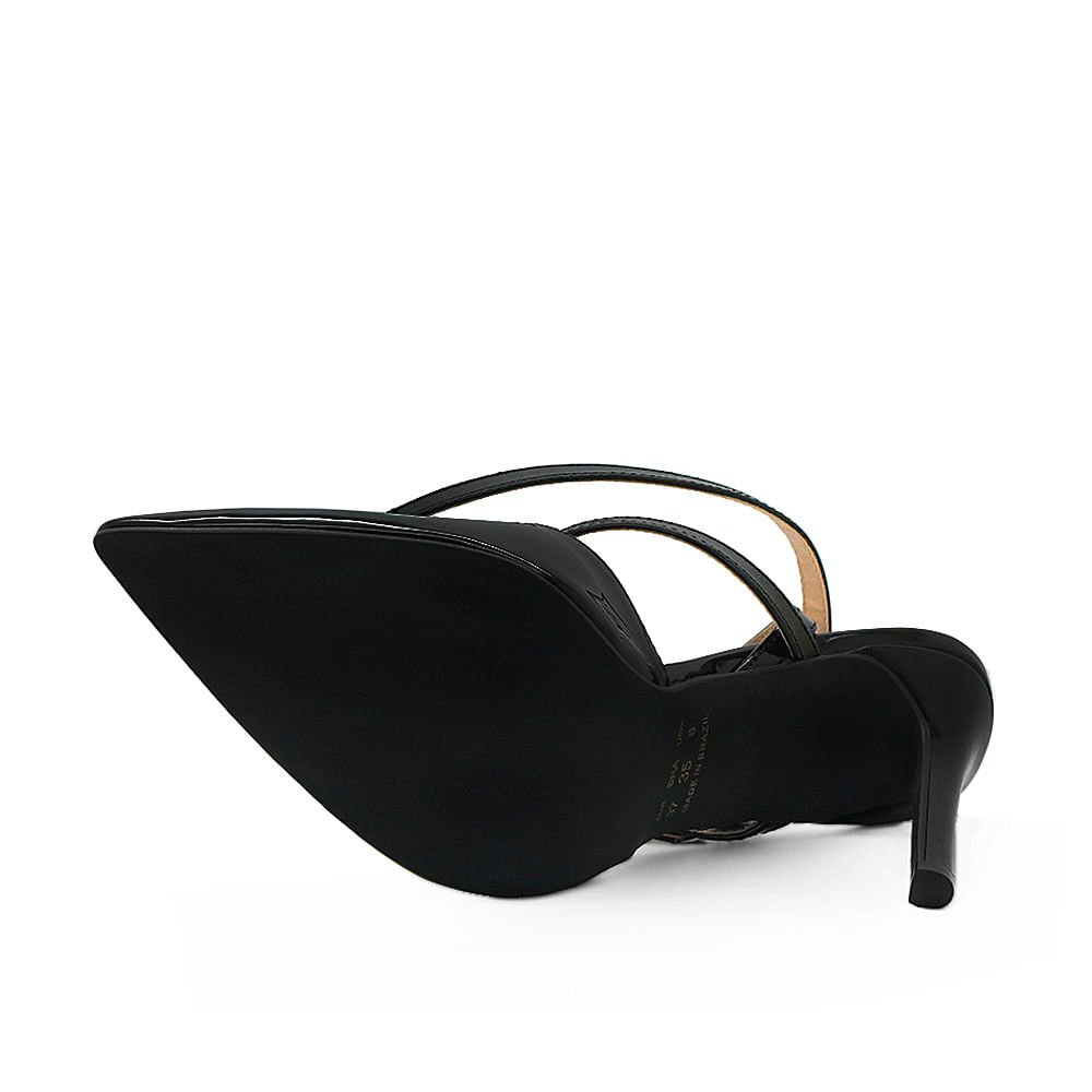 Scarpin Royalz Verniz Salto Alto Fino Adele Slingback Preto Preto 4