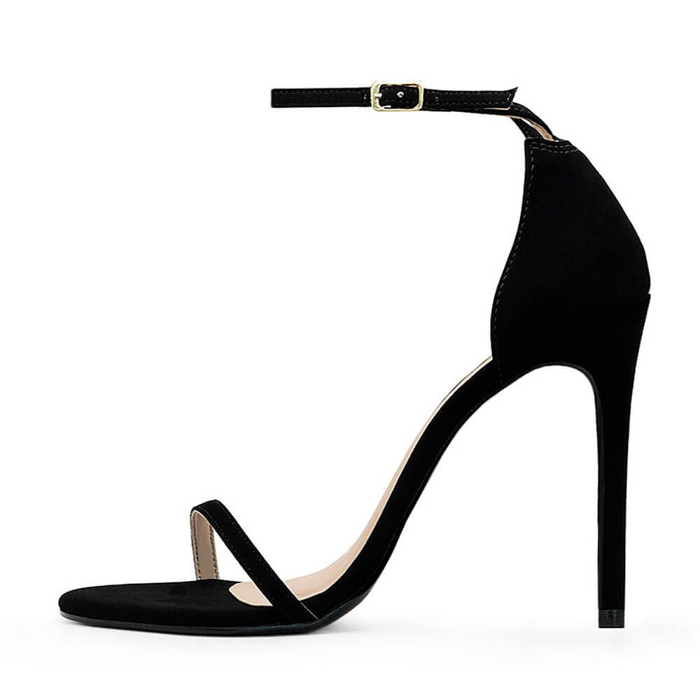 Sandália Royalz Nobuck Sola Vermelha Paola Salto Alto Fino Tira Preta Preto 3