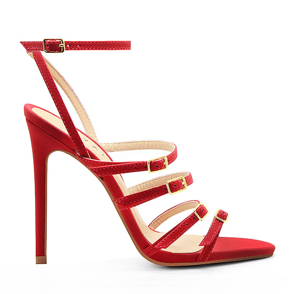 Sandália Royalz Nobuck Lila Salto Alto Fino Vermelha Vermelho 1