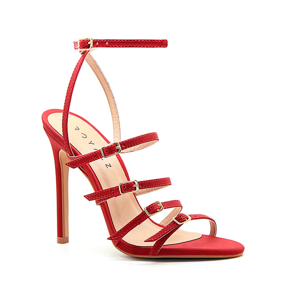 Sandália Royalz Nobuck Lila Salto Alto Fino Vermelha Vermelho 2