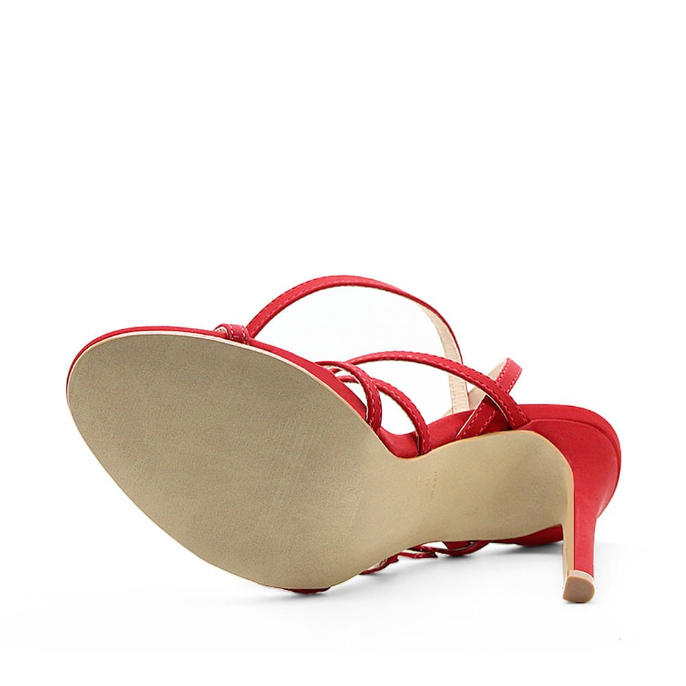 Sandália Royalz Nobuck Lila Salto Alto Fino Vermelha Vermelho 4