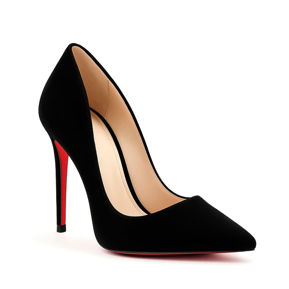 Scarpin Royalz Nobuck Sola Vermelha Salto Fino Celine Preto Preto 3