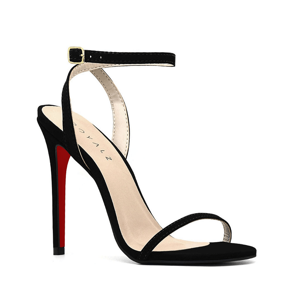 Sandália Royalz Nobuck Sola Vermelha Liz Salto Alto Fino Preta Preto 2