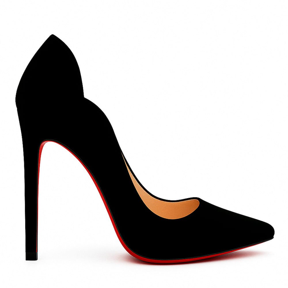 Scarpin Royalz Nobuck Sola Vermelha Salto Alto Fino Celine Curvas Preto