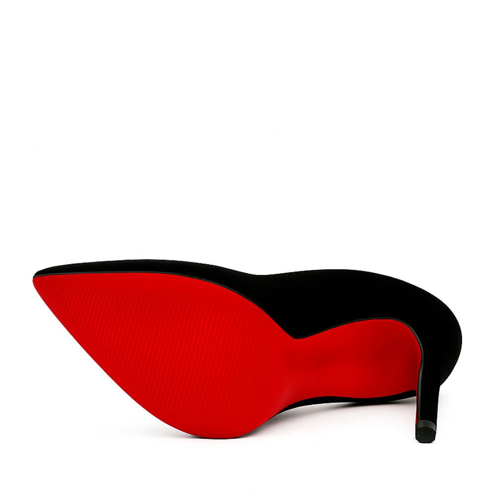 Scarpin Royalz Nobuck Sola Vermelha Salto Alto Fino Celine Curvas Preto Preto 3
