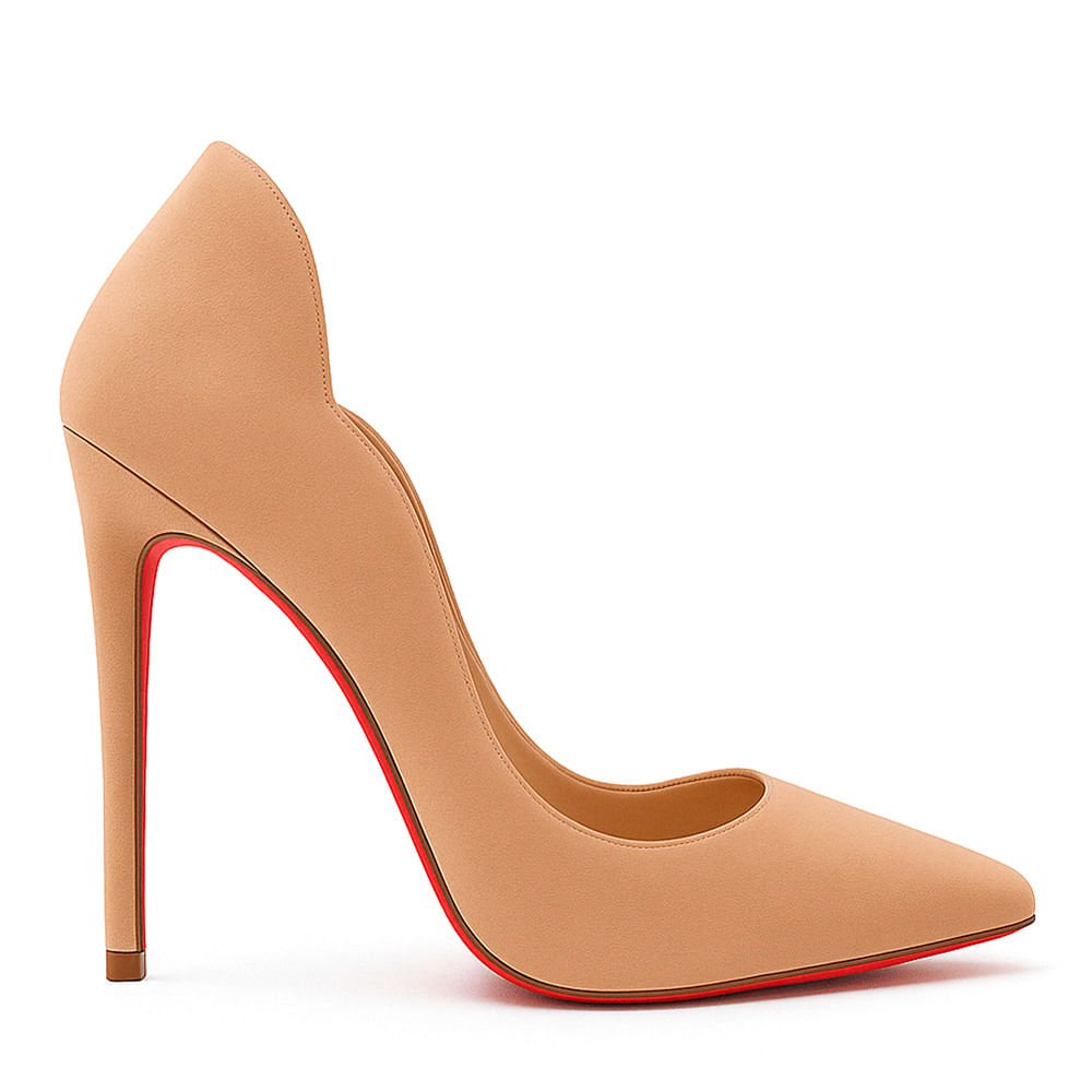 Scarpin Royalz Nobuck Sola Vermelha Salto Alto Fino Celine Curvas Nude Escuro