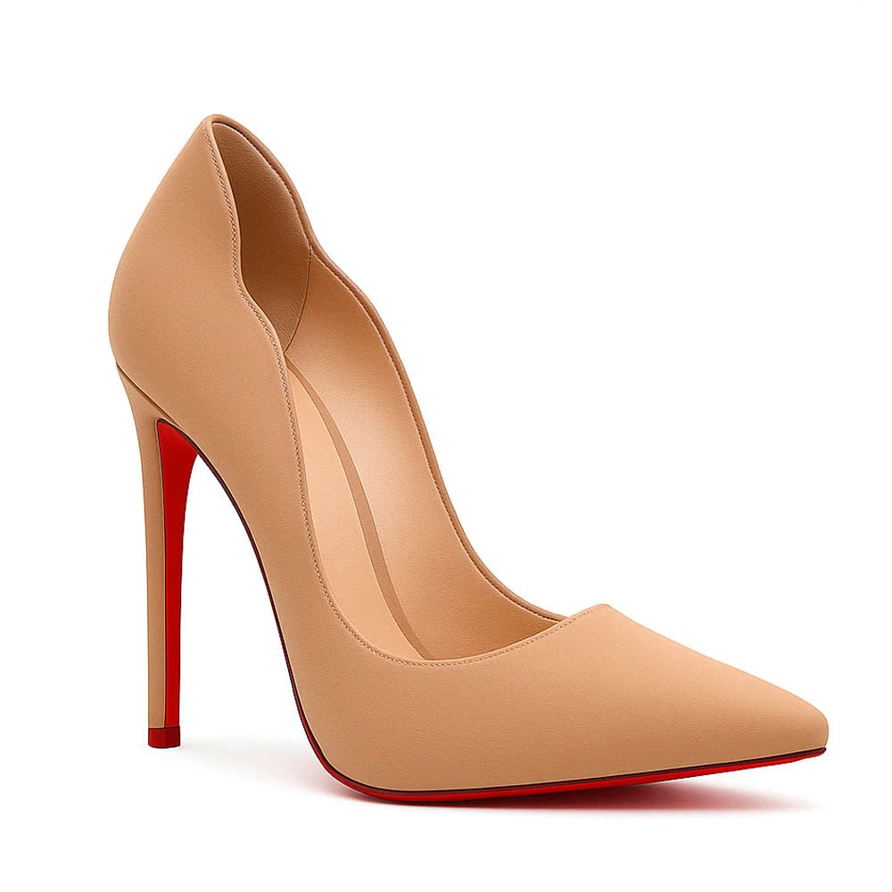 Scarpin Royalz Nobuck Sola Vermelha Salto Alto Fino Celine Curvas Nude Escuro Nude 2