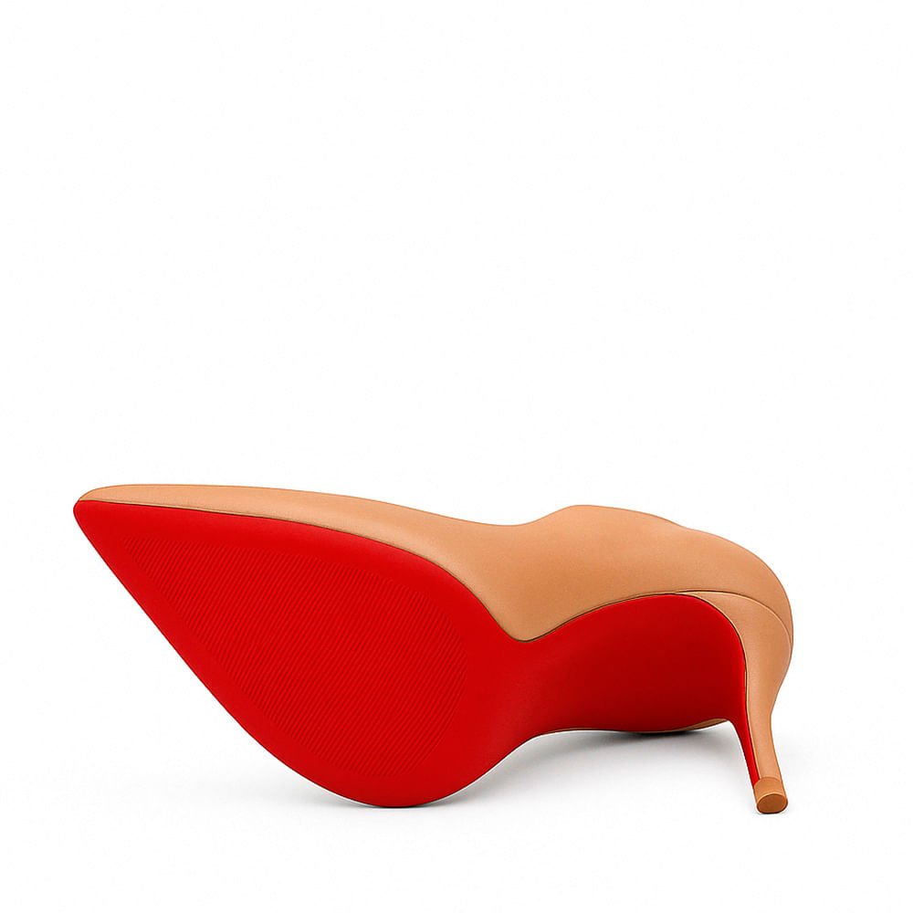Scarpin Royalz Nobuck Sola Vermelha Salto Alto Fino Celine Curvas Nude Escuro Nude 3