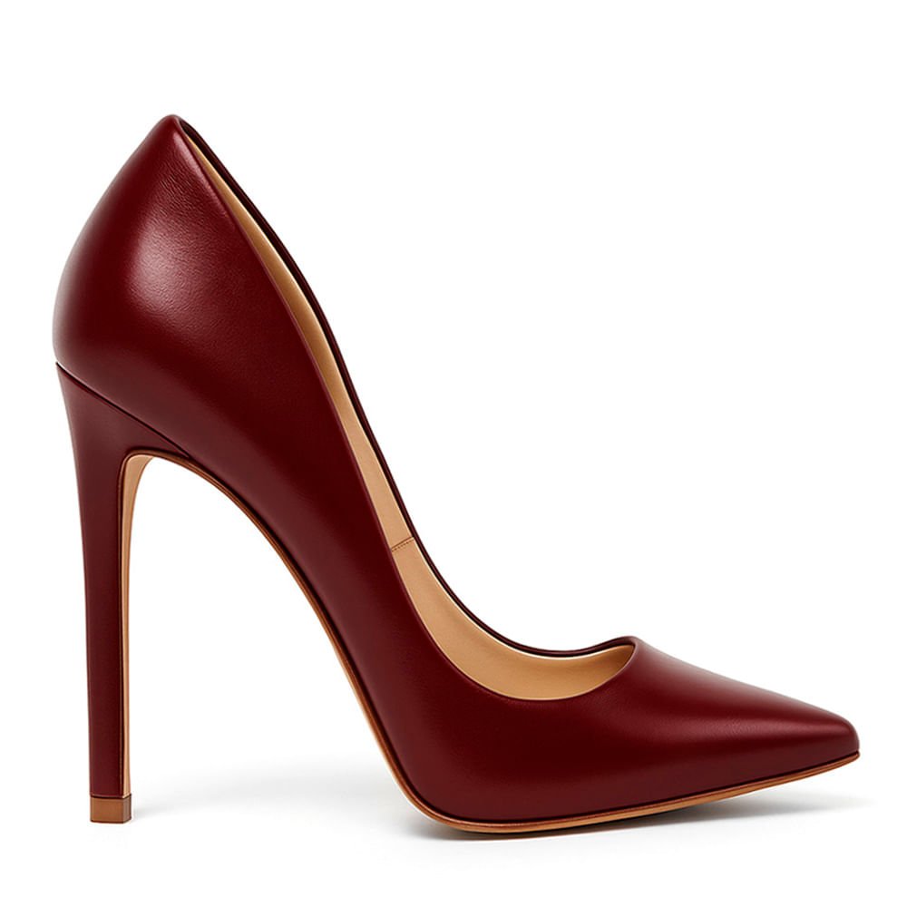 Scarpin Royalz Liso Salto Alto Fino Celine Vinho