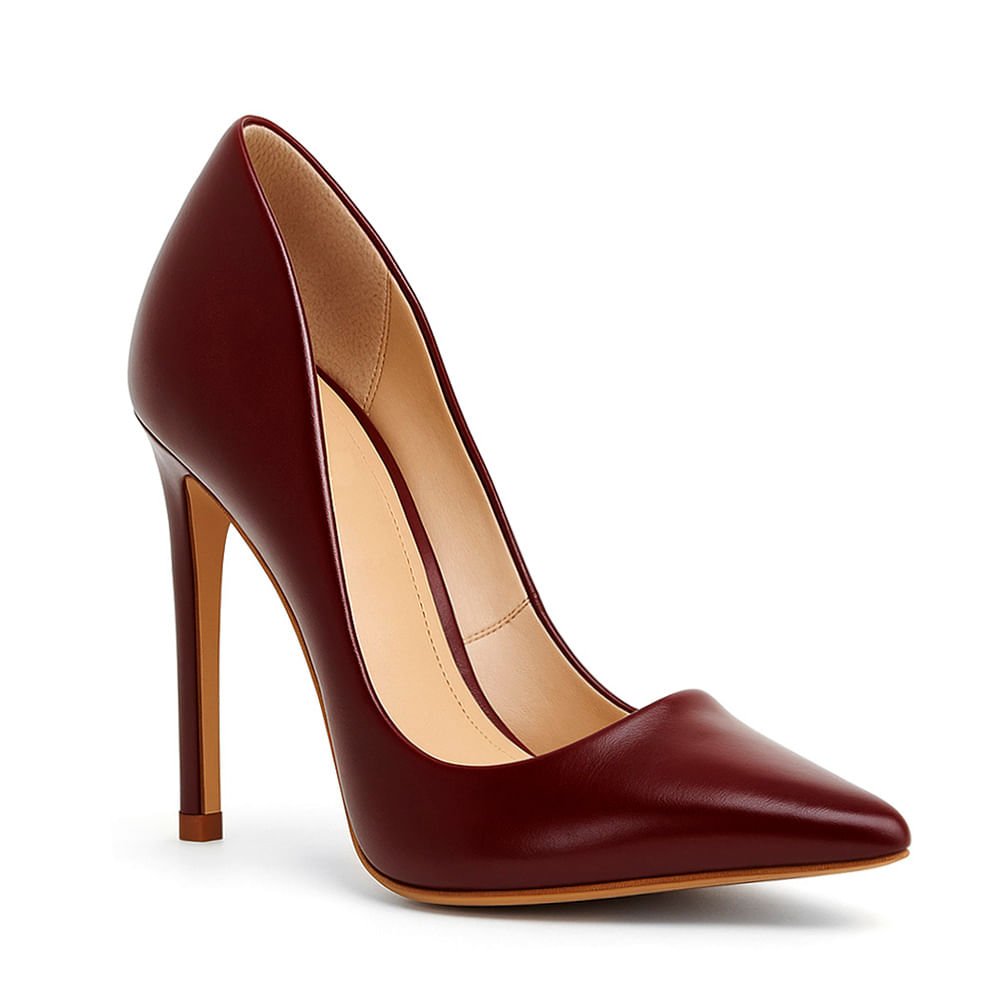 Scarpin Royalz Liso Salto Alto Fino Celine Vinho Vinho 3