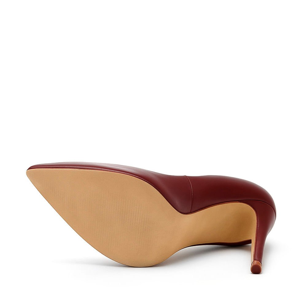 Scarpin Royalz Liso Salto Alto Fino Celine Vinho Vinho 4