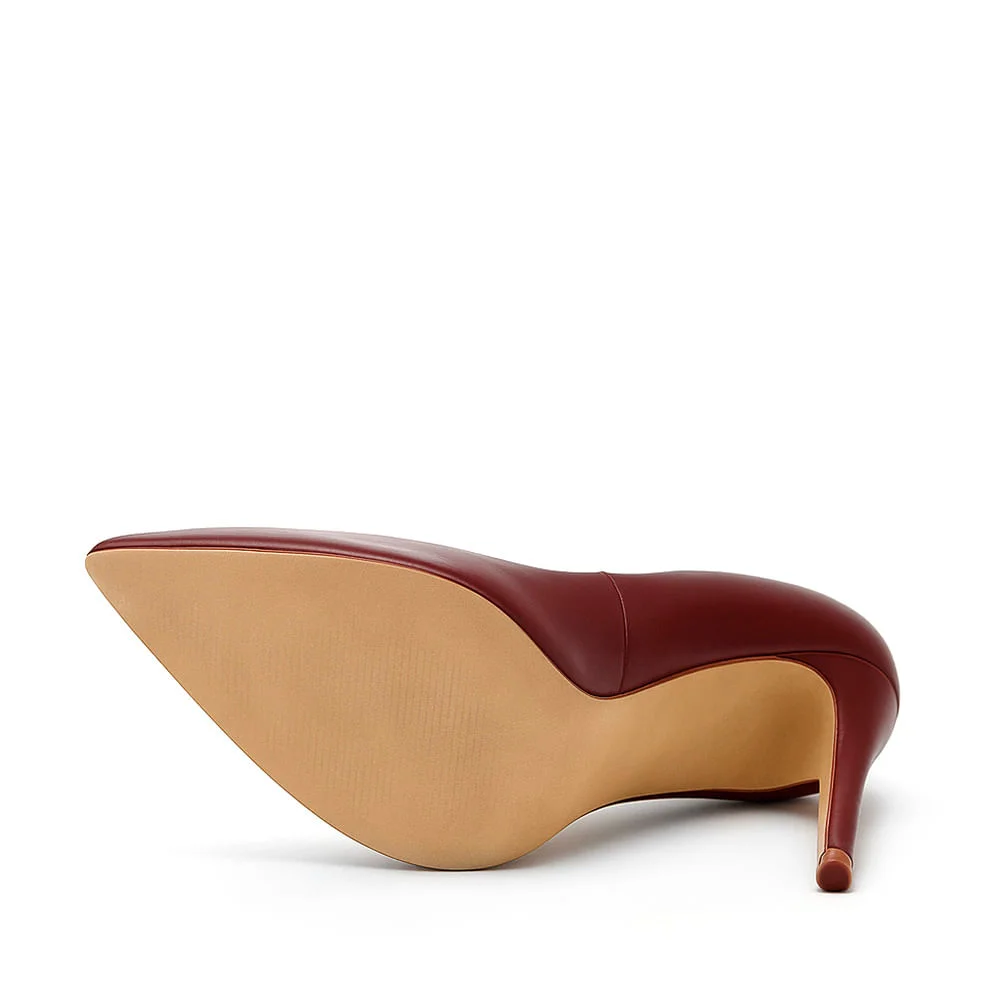 Scarpin Royalz Liso Salto Alto Fino Celine Vinho Vinho 4