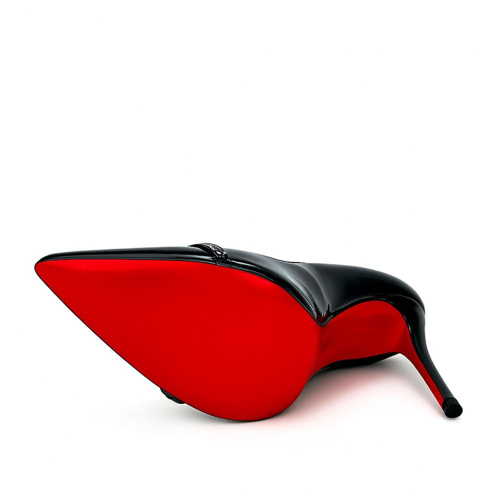 Scarpin Royalz Fivela Verniz Sola Vermelha Salto Alto Fino Celine Preto Preto 4