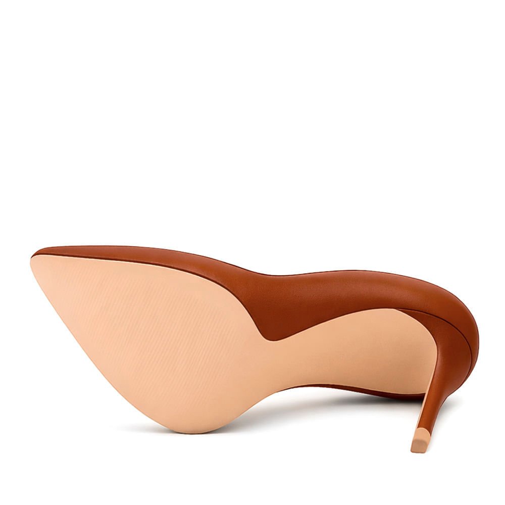 Scarpin Royalz Liso Salto Alto Fino Celine Marrom Whisky Marrom 4