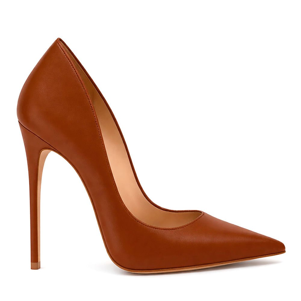Scarpin Royalz Liso Salto Alto Fino Celine Marrom Whisky