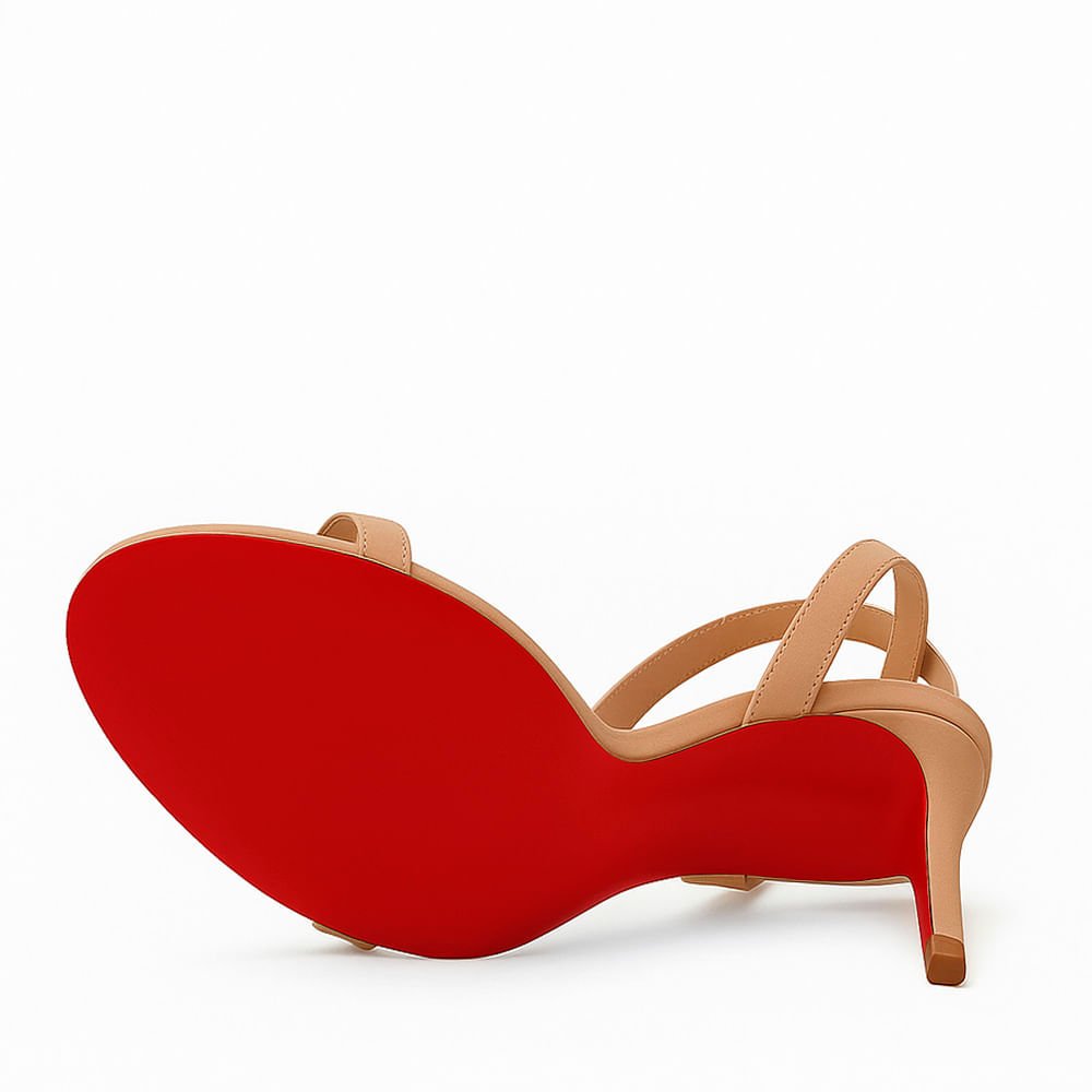 Sandália Royalz Nobuck Sola Vermelha Liz Salto Alto Fino Nude Escuro Nude 3